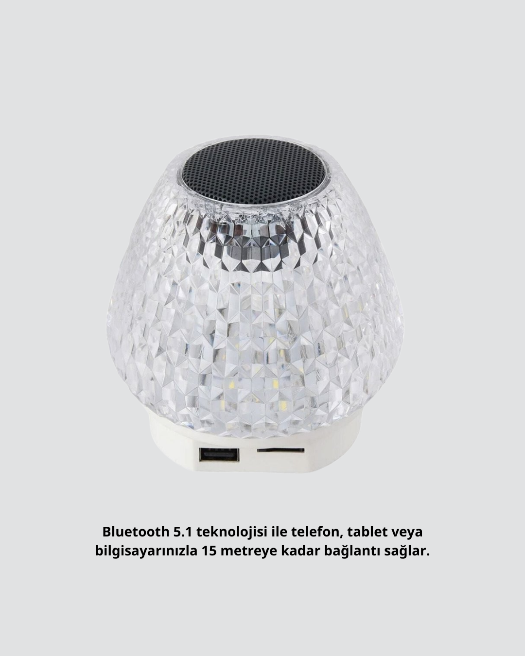 Mini LED Işıklı Bluetooth Hoparlör 5W Kristal Desenli 1200 mAh Şarjlı