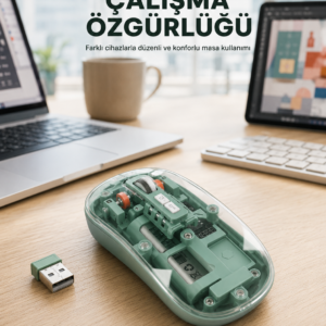 Çift Mod Bağlantılı Kablosuz Mouse Bluetooth ve USB Alıcılı Yeni Nesil