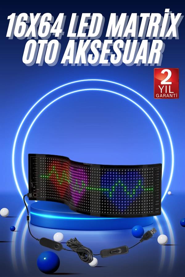 LED Matrix Panel RGB Ekran Kumandalı  Araç Camına Uygun