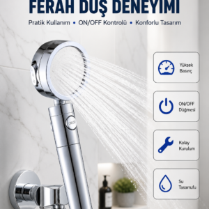 Şelale Sisi ve Masaj Özellikli Banyo Duş Başlığı
