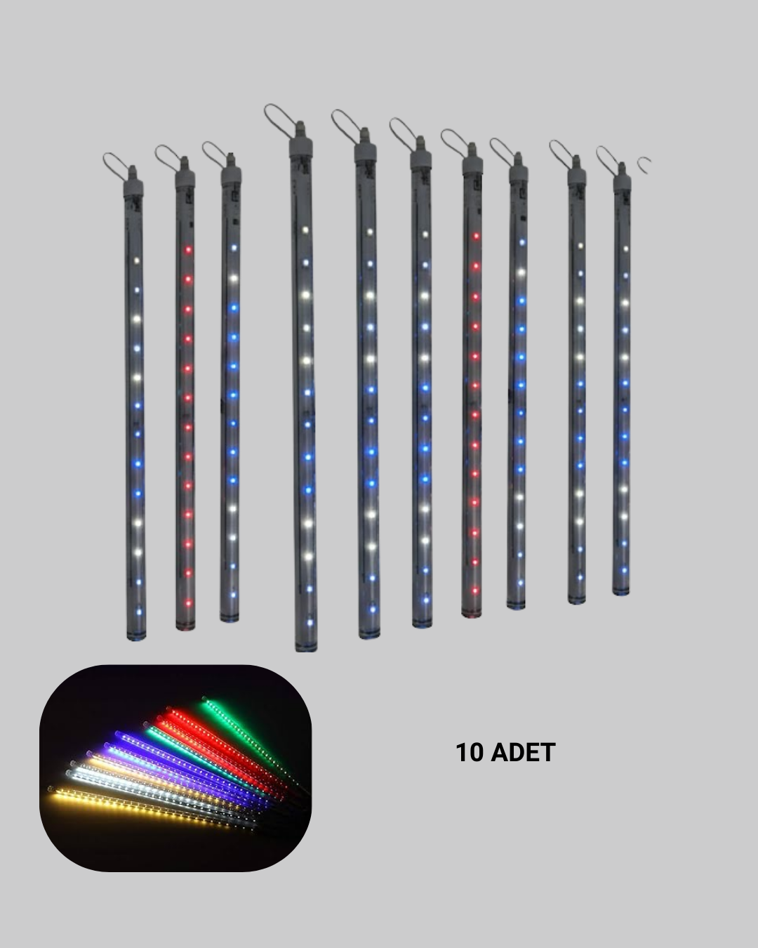 RGB LED Dış Ve İç Mekan Süsleme Işığı 10 Çubuklu Şerit