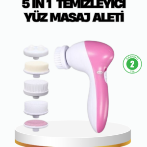 5’i 1 Arada Yüz Temizleme Cihazı – Masaj, Fırça, Peeling ve Krem Uygulama Aparatlı