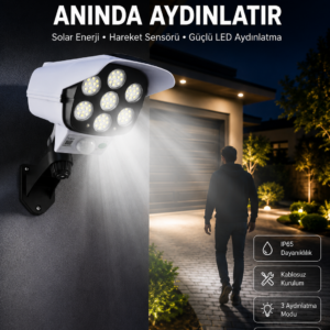 Solar Bahçe Lambası Uzaktan Kumandalı Kamera Görünümlü Hareket Sensörlü
