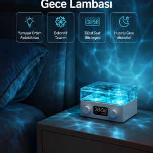 Stereo Sesli Gece Lambalı Bluetooth Hoparlör – Şık Vintage Tasarım