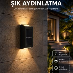 Yeni Model Solar Çift Taraflı Duvar Lambası Dekoratif Duvar Lambası