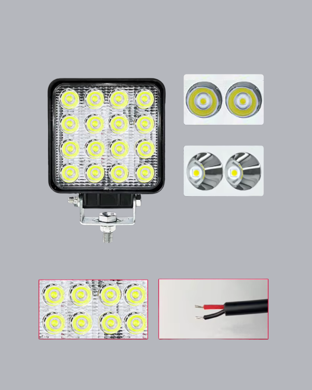 Araç Tipi LED Çalışma Lambası – IP65 Koruma, Alüminyum Kasa, Geniş Görüş Açılı