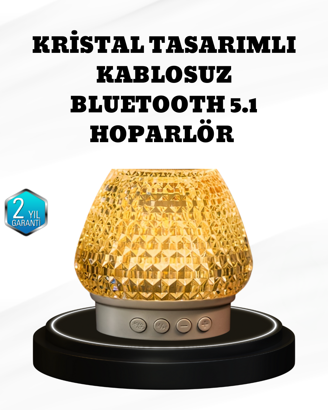 RGB LED Işıklı Kristal Tasarım Bluetooth 5.1 Hoparlör 5W Taşınabilir