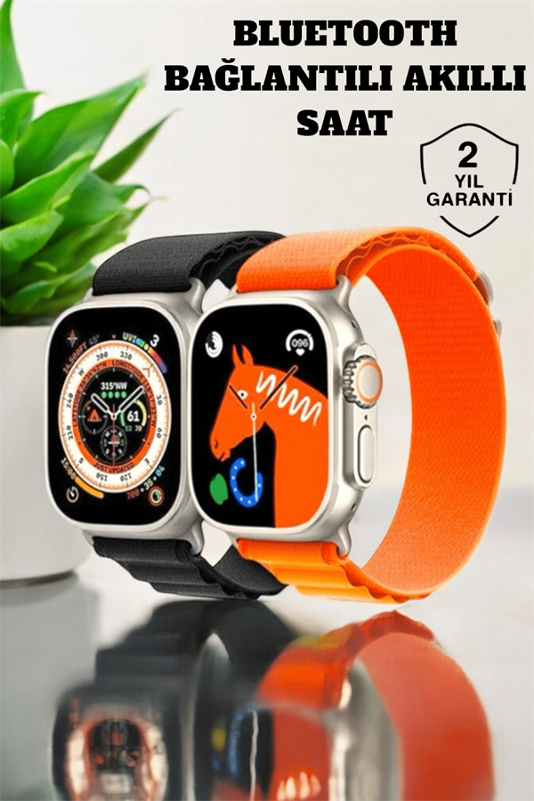 Bluetooth Bağlantılı 49MM Dokunmatik Akıllı Saat Sağlık ve Spor Takip Özellikli
