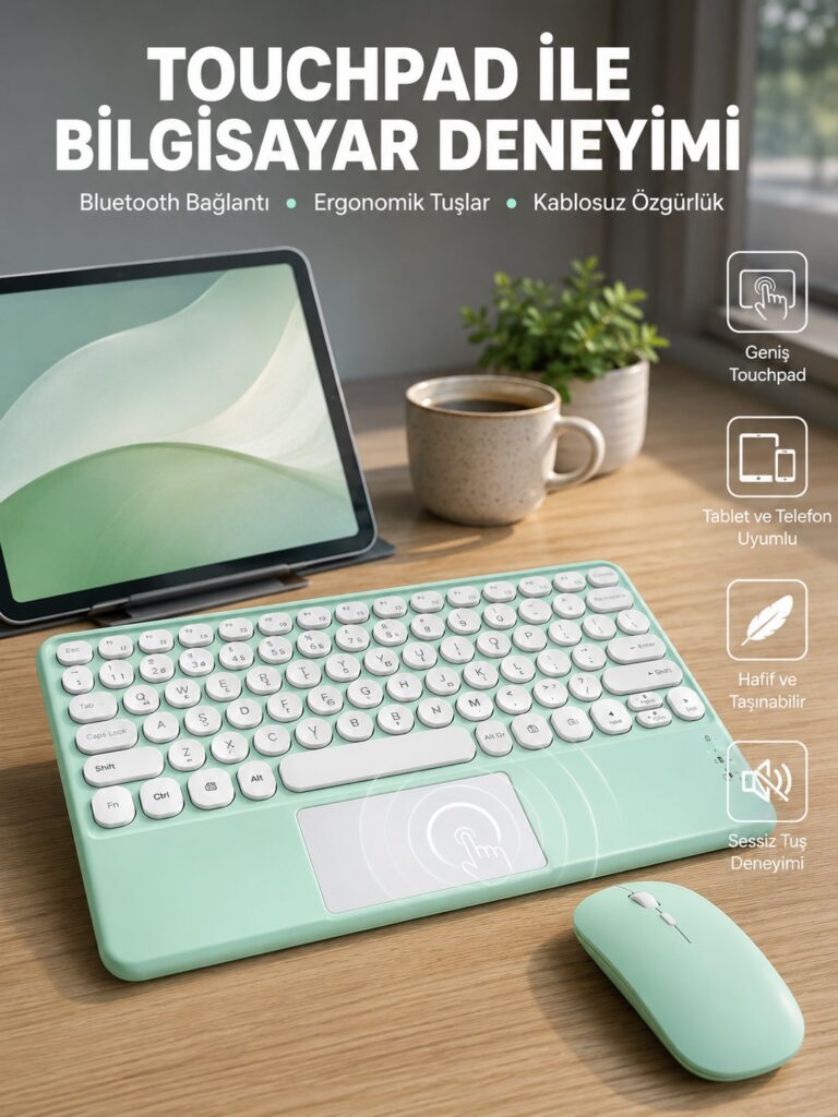 Profesyonel Wifi Q Klavye Bluetooth Klavye Touchpad 10.8 Inç Yeni Nesil