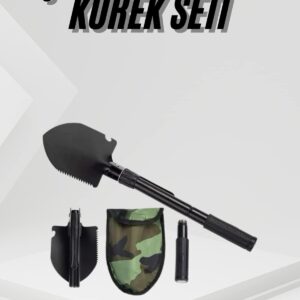 Katlanır Portatif Kazma Kürek Seti Portatif Çelik Taşıma Çantalı Pusulalı