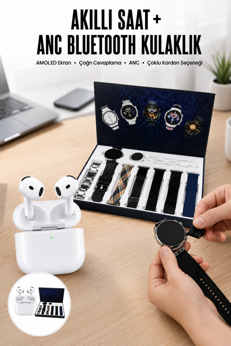 3.Nesil TWS Bluetooth Kulaklık Bluetooth Bağlantılı Akıllı Saat Amoled Ekran Plastik Hasır Kordon