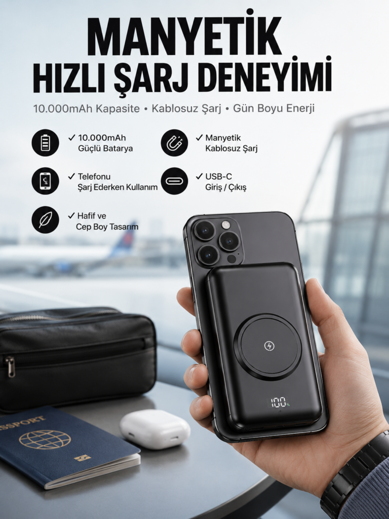 Powerbank Taşınabilir 10.000 Mah Hızlı Şarj Dijital Göstergeli