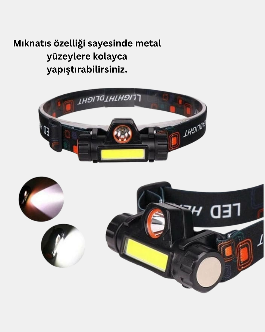 Kamp ve Doğa İçin Şarjlı LED Baş Feneri – Mıknatıslı, Su Geçirmez