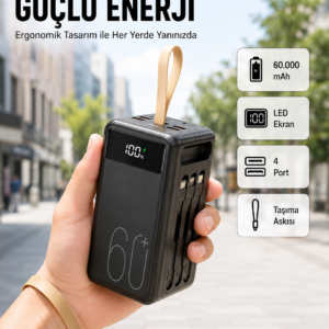 4 Çıkışlı Hızlı Şarj Destekli Powerbank Yeni Nesil