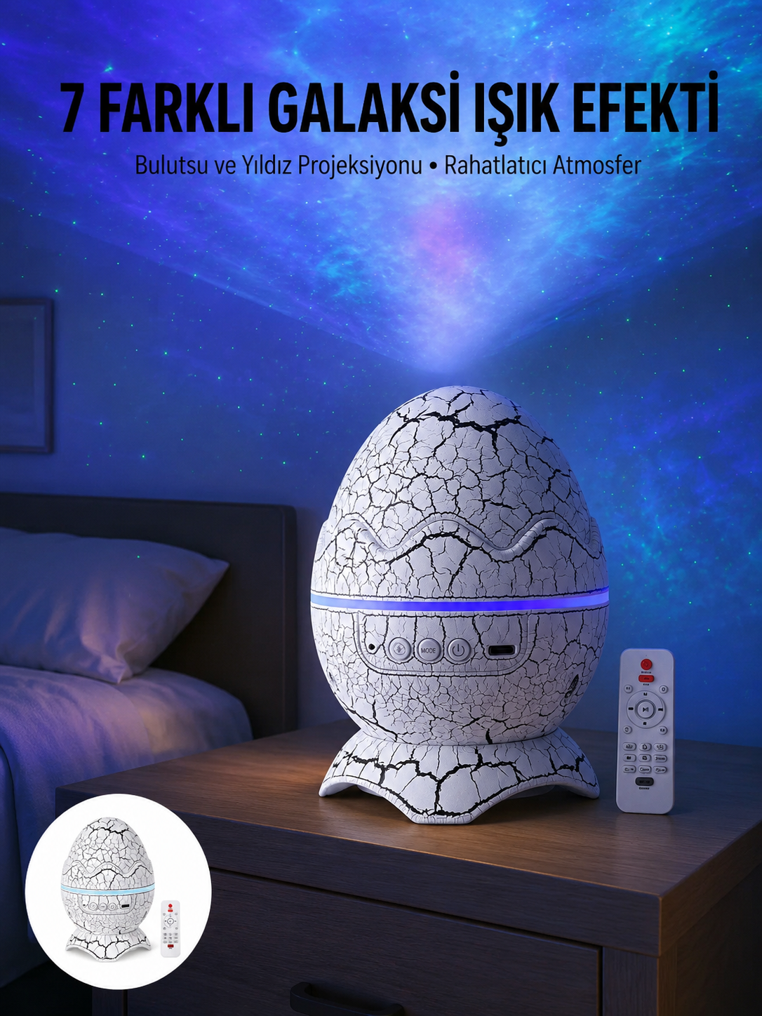 Gece Lambası Yumurta Işık Speaker Yeni Nesil Dinozor Yumurtası Görünümlü