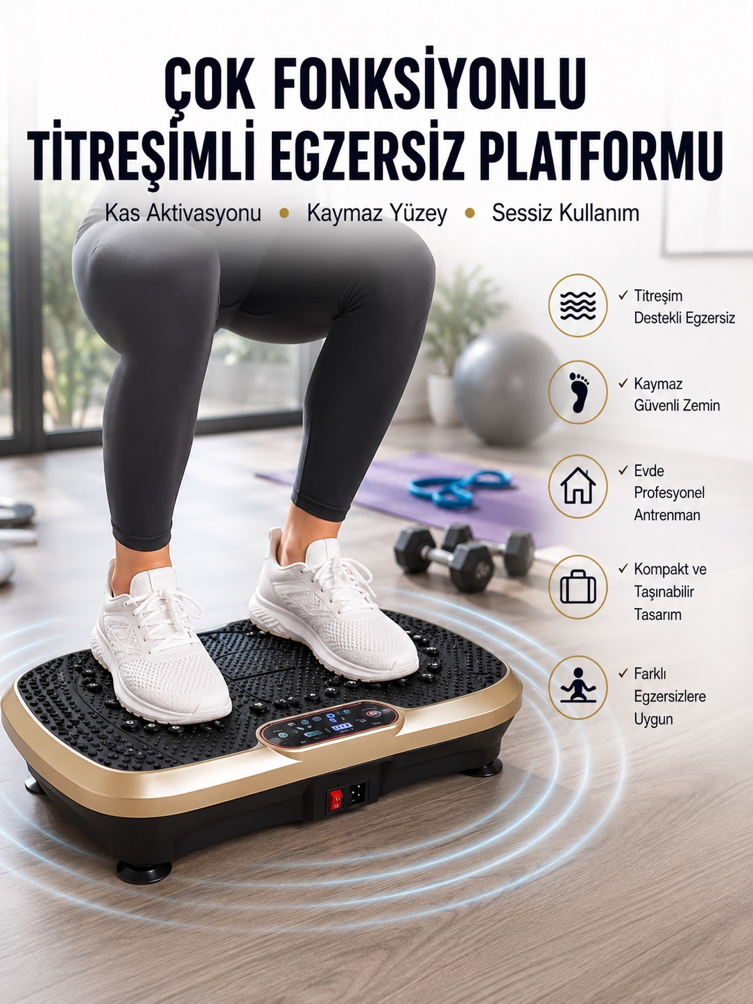 Evde Spor İçin Titreşimli Plate Fitness Platformu Yeni Nesil
