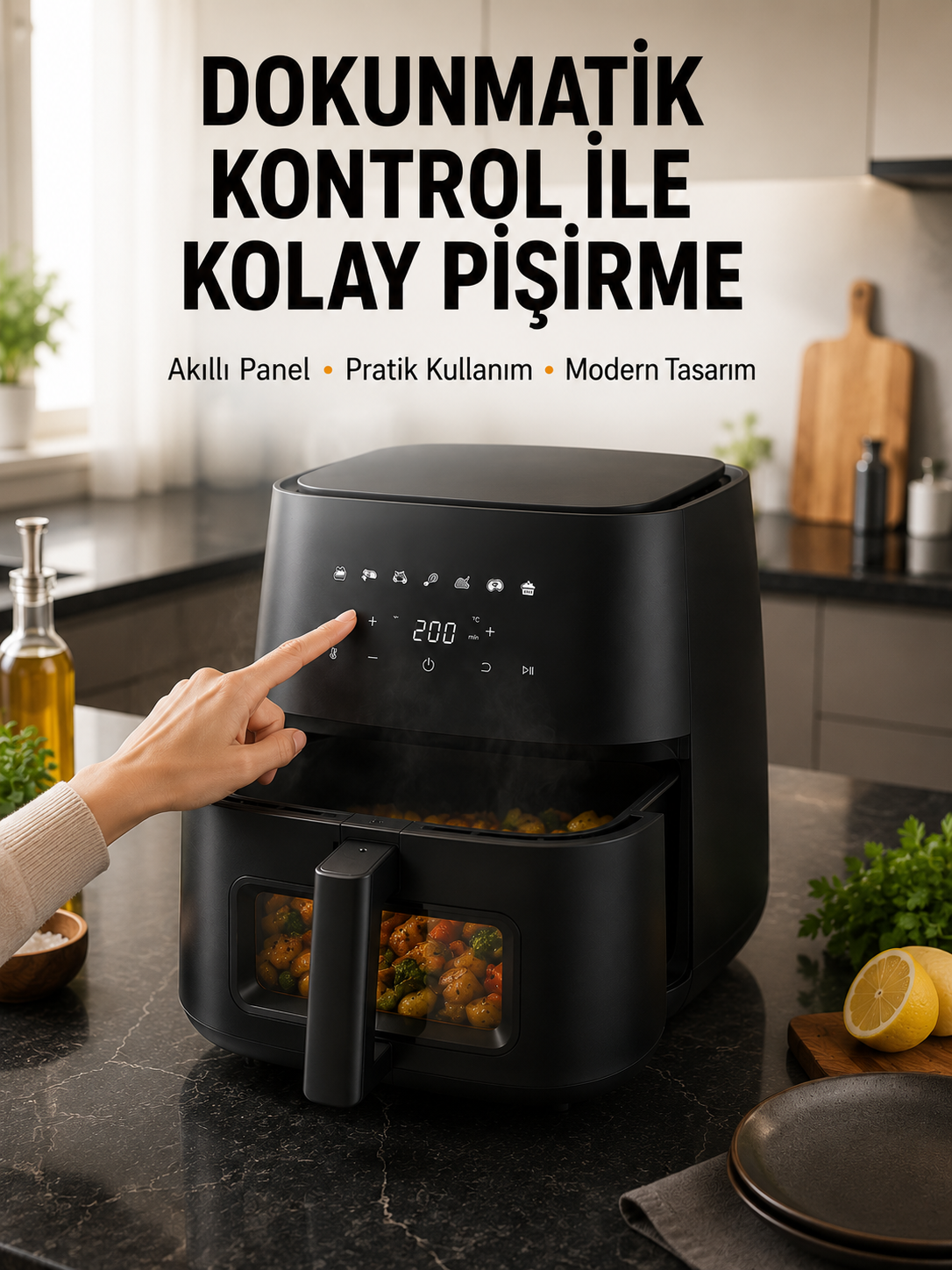 Dijital Dokunmatik Air Fryer Yağsız Sıcak Hava Fritözü