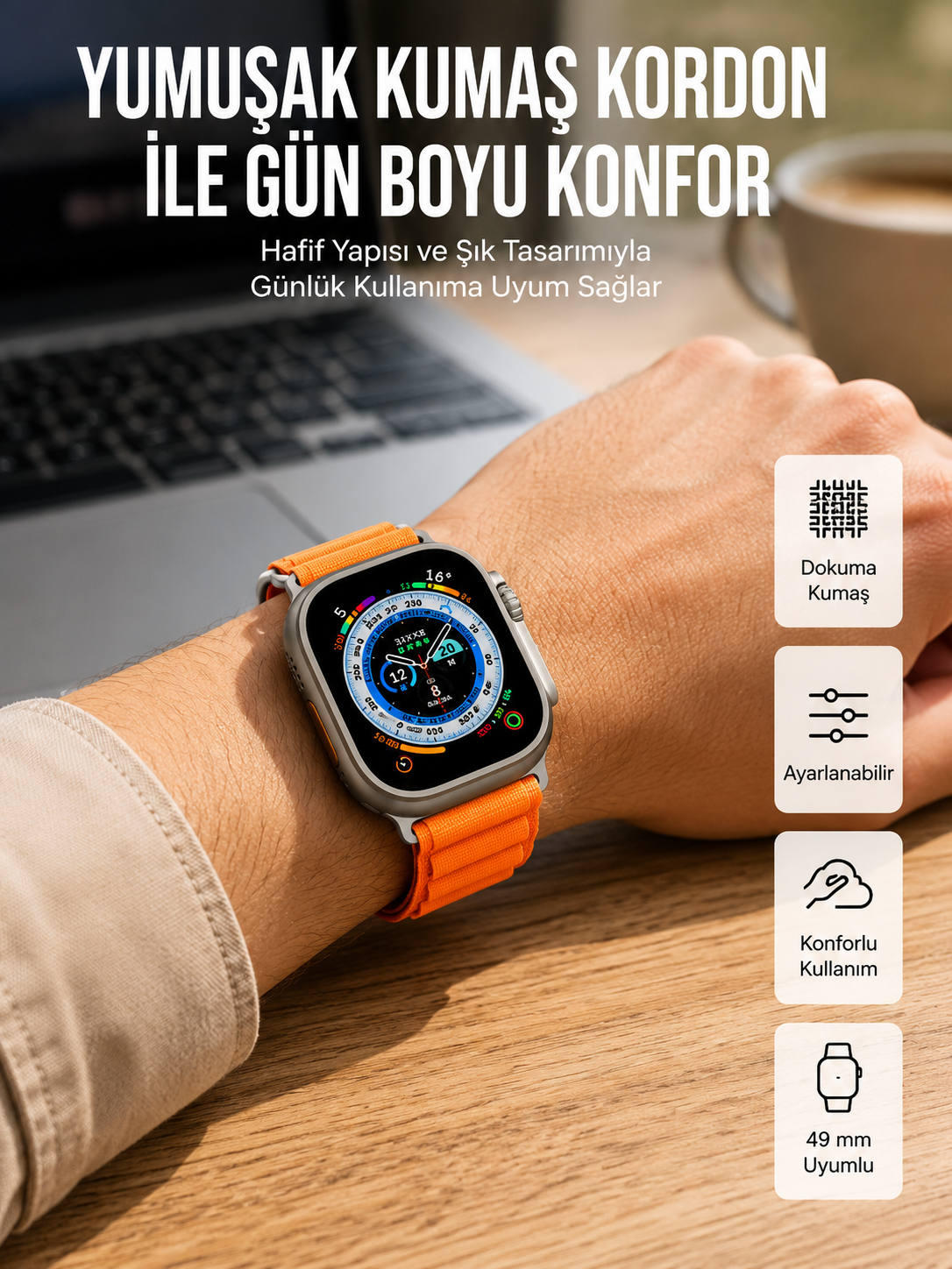 Akıllı Saat Ultra Android & İOS Uyumlu Arama Bildirim Özellikli