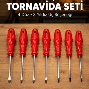 7 Parça Tornavida Seti Manyetik Uç Ergonomik Sap