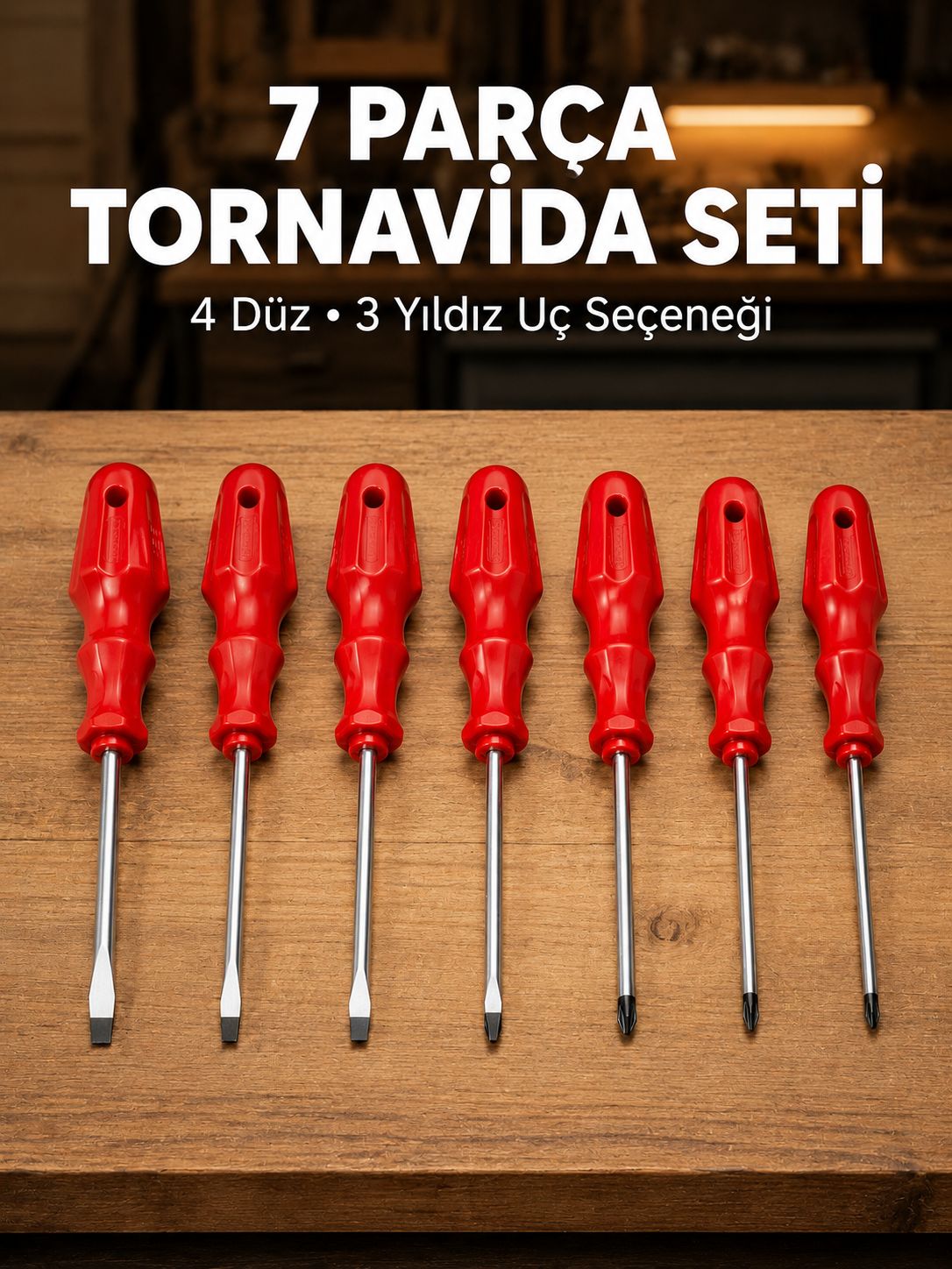 7 Parça Tornavida Seti Manyetik Uç Ergonomik Sap
