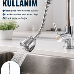 Krom Musluk Uzatma Aparatı  360° Dönebilen Su Tasarruflu Lavabo Fıskiyesi