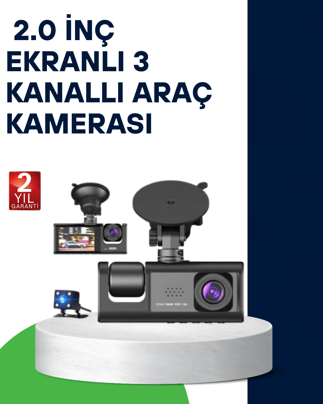 Üç Kameralı Araç Kamerası Full HD Gece Görüş G-Sensör
