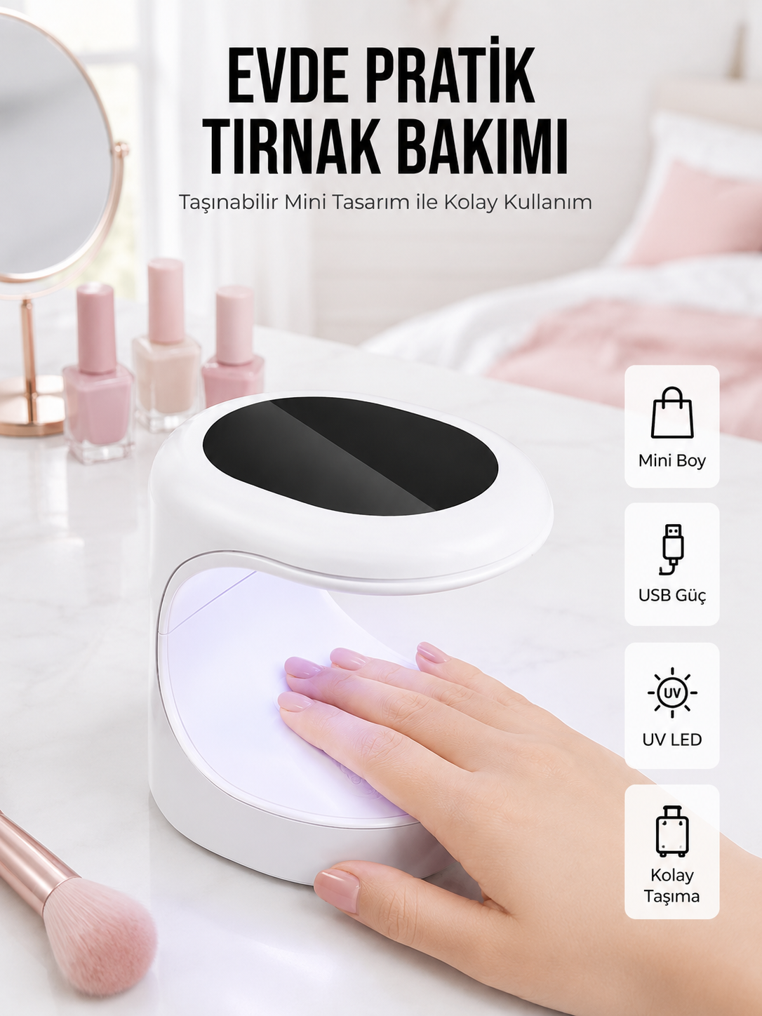 Kalıcı Oje Kurutucu Mini UV Işınlı Taşınabilir Hızlı ve Pratik Oje Kurutucu