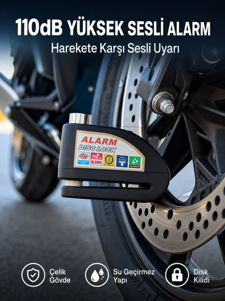 Yüksek Sesli 110dB Çelik Disk Kilidi Su Geçirmez Yeni Nesil