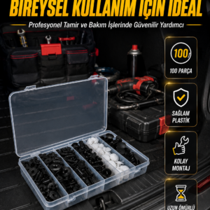 Araç Kapı Döşemesi ve Tampon Klipsi Seti Universal Plastik Sabitleme Klipsi 100 Parça
