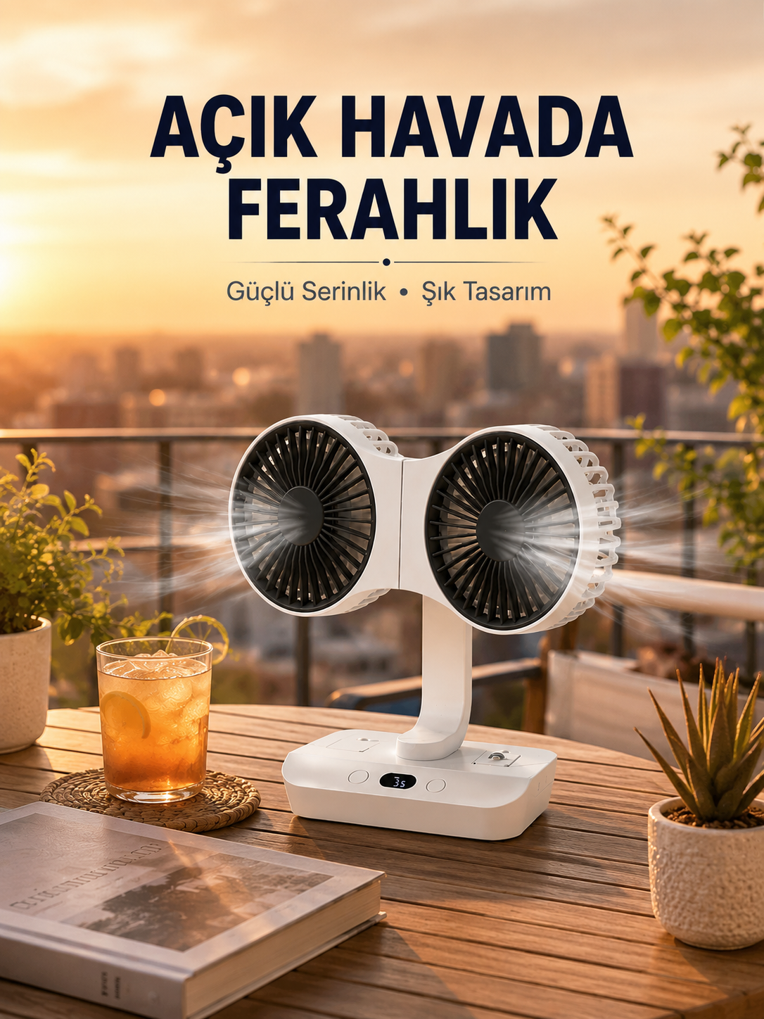 Çift Başlıklı Masa ve Duvara Monte Edilebilir Vantilatör