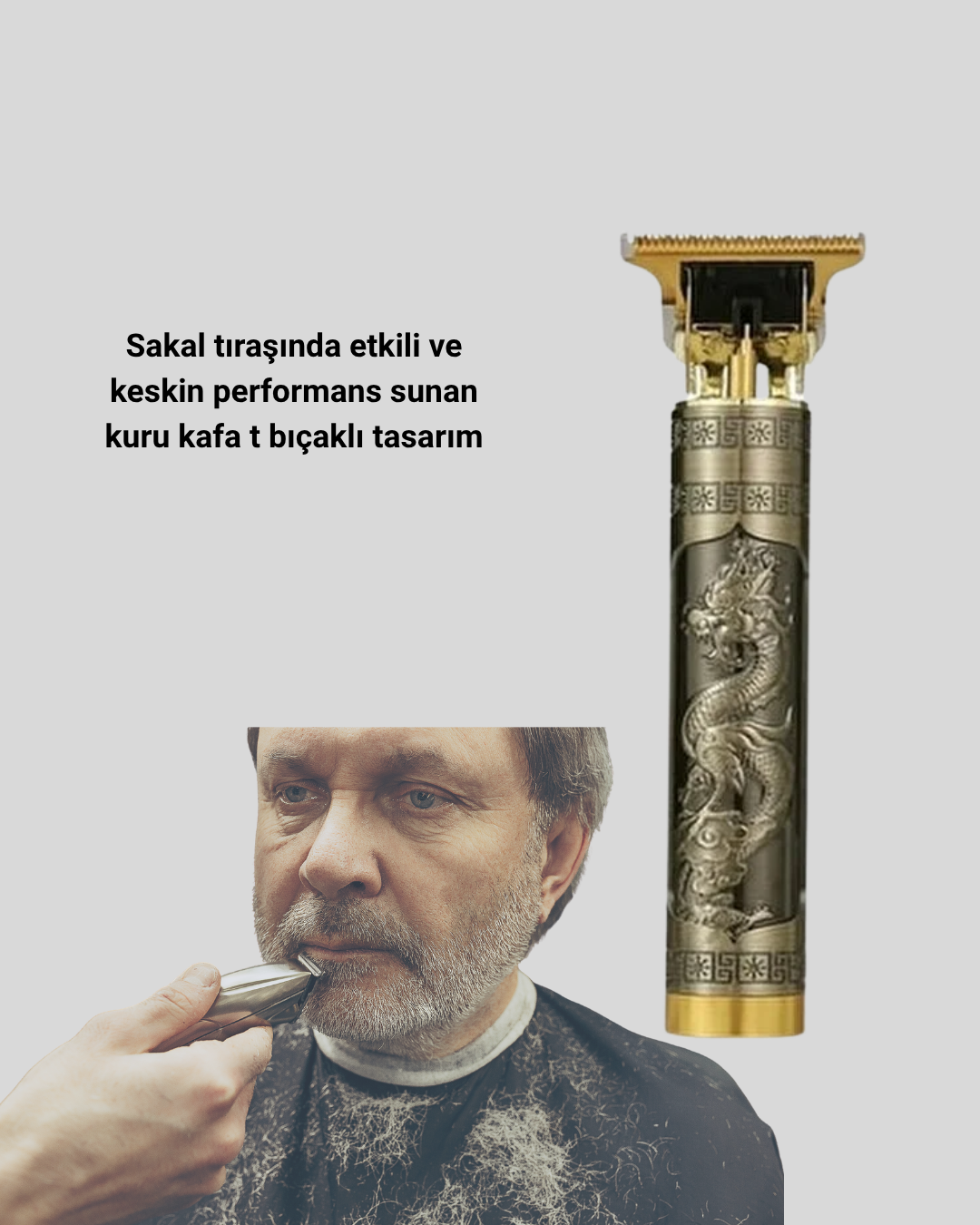 Profesyonel Çizik Tıraş Makinesi – T Çelik Bıçaklı, 120 Dakika Şarjlı Kullanım, 3 Başlıklı