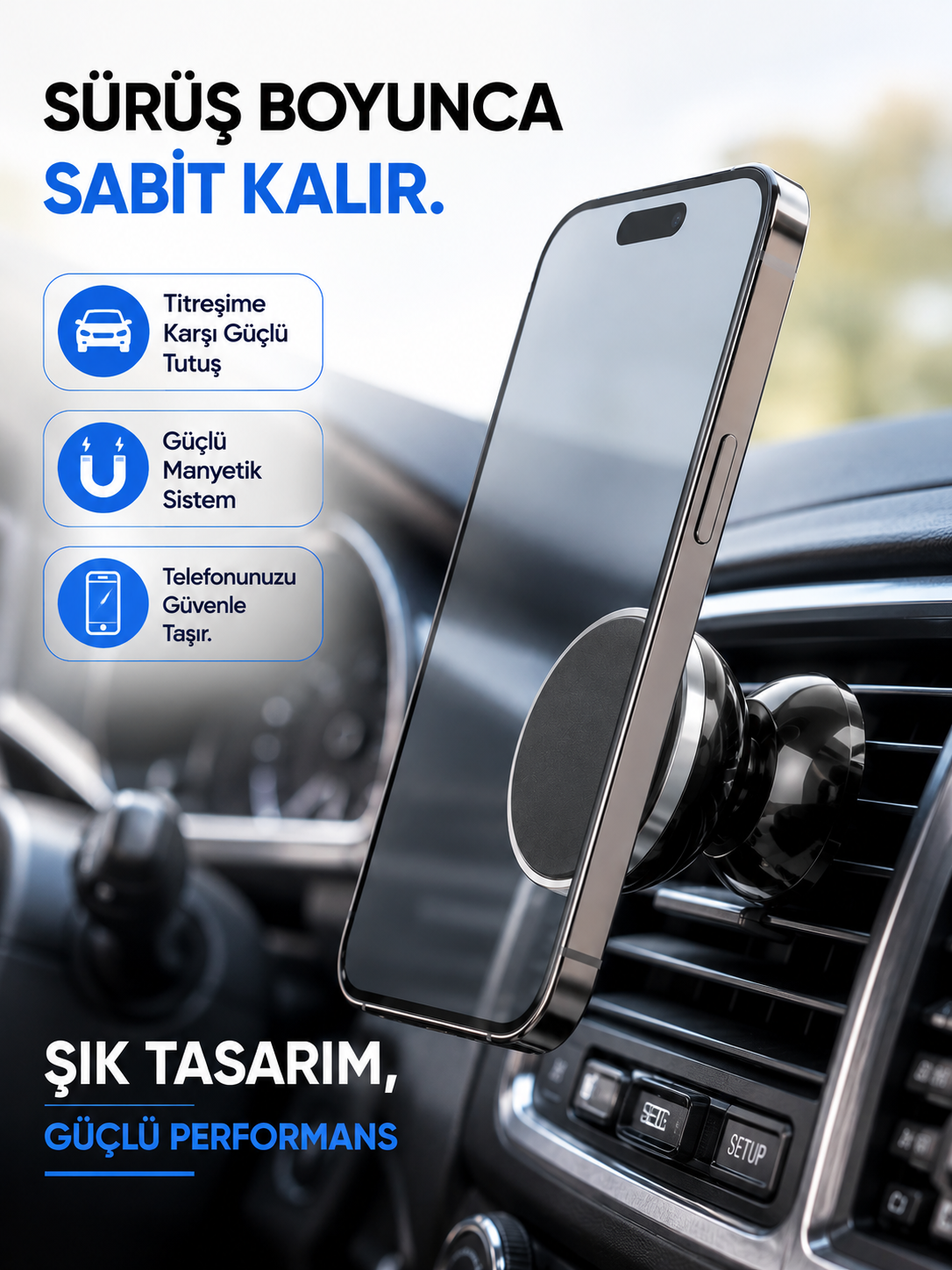 Mıknatıslı Araç İçi Telefon Tutucu Havalandırma Izgarasına Takımına Uygun