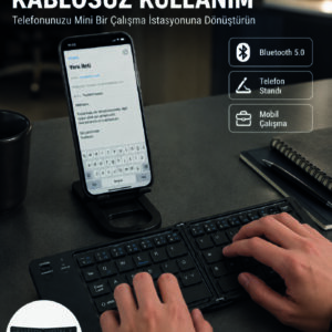 Taşınabilir Katlanabilir Bluetooth Klavye iOS Android Windows Uyumlu