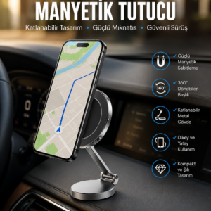 Yeni Nesil Araç İçi Mıknatıslı Telefon Tutacağı Tüm Telefonlara Uyumlu