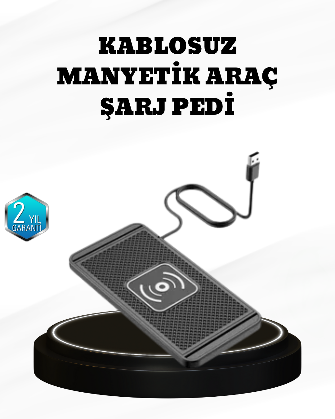 15W Manyetik Kablosuz Şarj Pedi Araç Masa Kullanımına Uygun Qi Şarj Cihazı