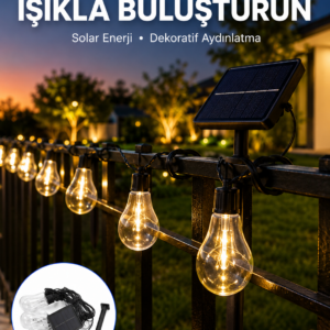 Solar LED Ampul Işık Dış Mekan Bahçe Pergola Balkon Dekoratif Aydınlatma