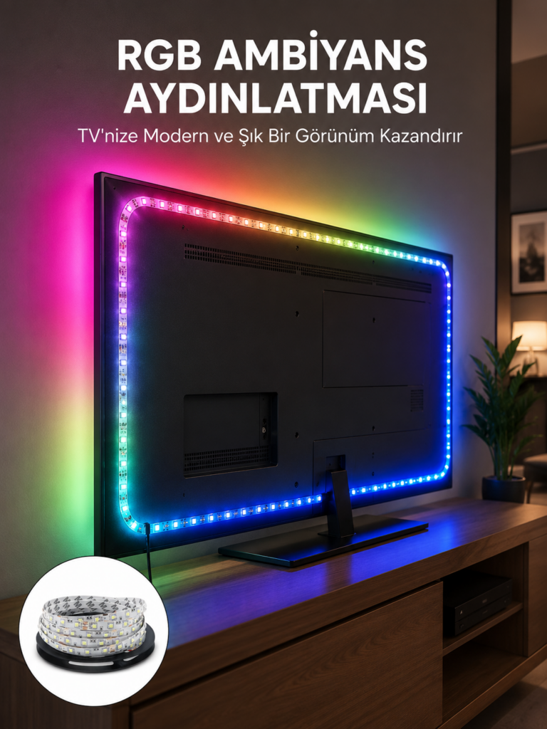 Müzikle Senkronize LED Şerit TV Aydınlatma Yeni Nesil