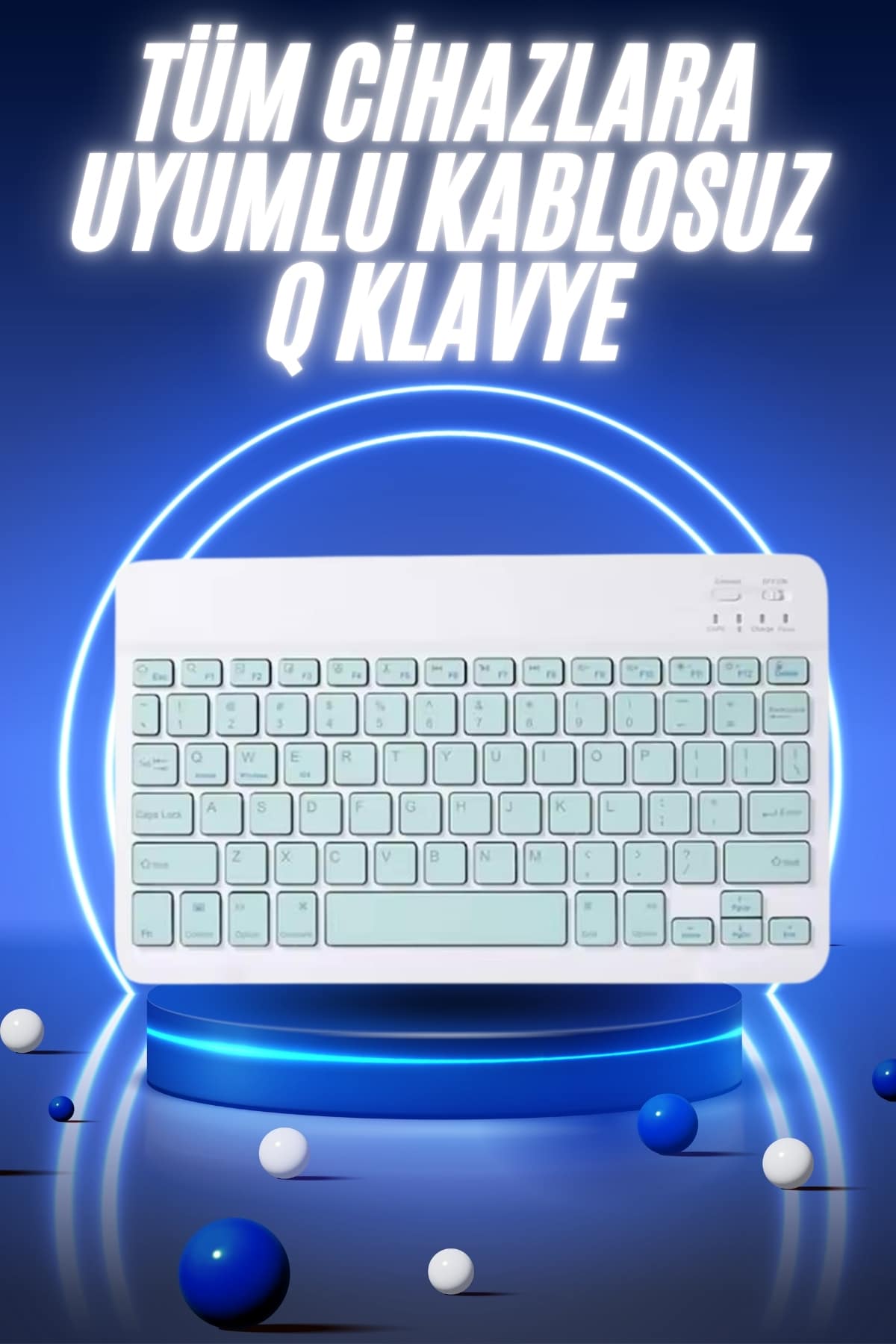 Bluetooth Şarj Edilebilir Mini Q Klavye Kablosuz Taşınabilir