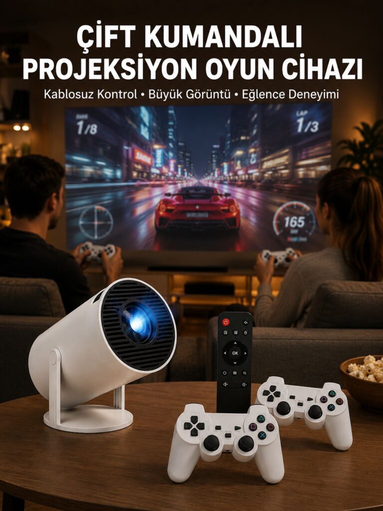 Kablosuz Mini Projeksiyon Cihazı Oyun ve Film İçin Taşınabilir Ev Sineması Yeni Nesil
