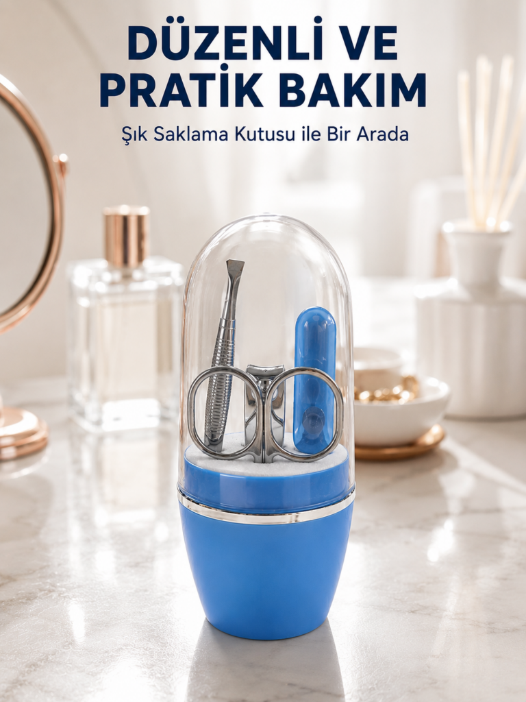 Mavi Tırnak Bakım Seti Çok Amaçlı Manikür Pedikür Kiti