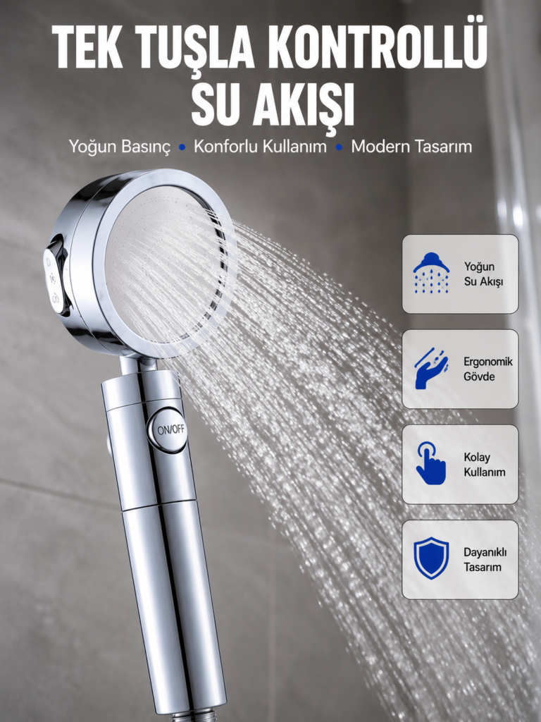 Masaj ve Yağmur Modlu Su Tasarruflu Duş Başlığı