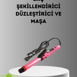 2’si 1 Arada Saç Düzleştirici ve Maşa – 5 Isı Seviyesi, Seramik Kaplama, Döner Kablolu Ergonomik Tasarım