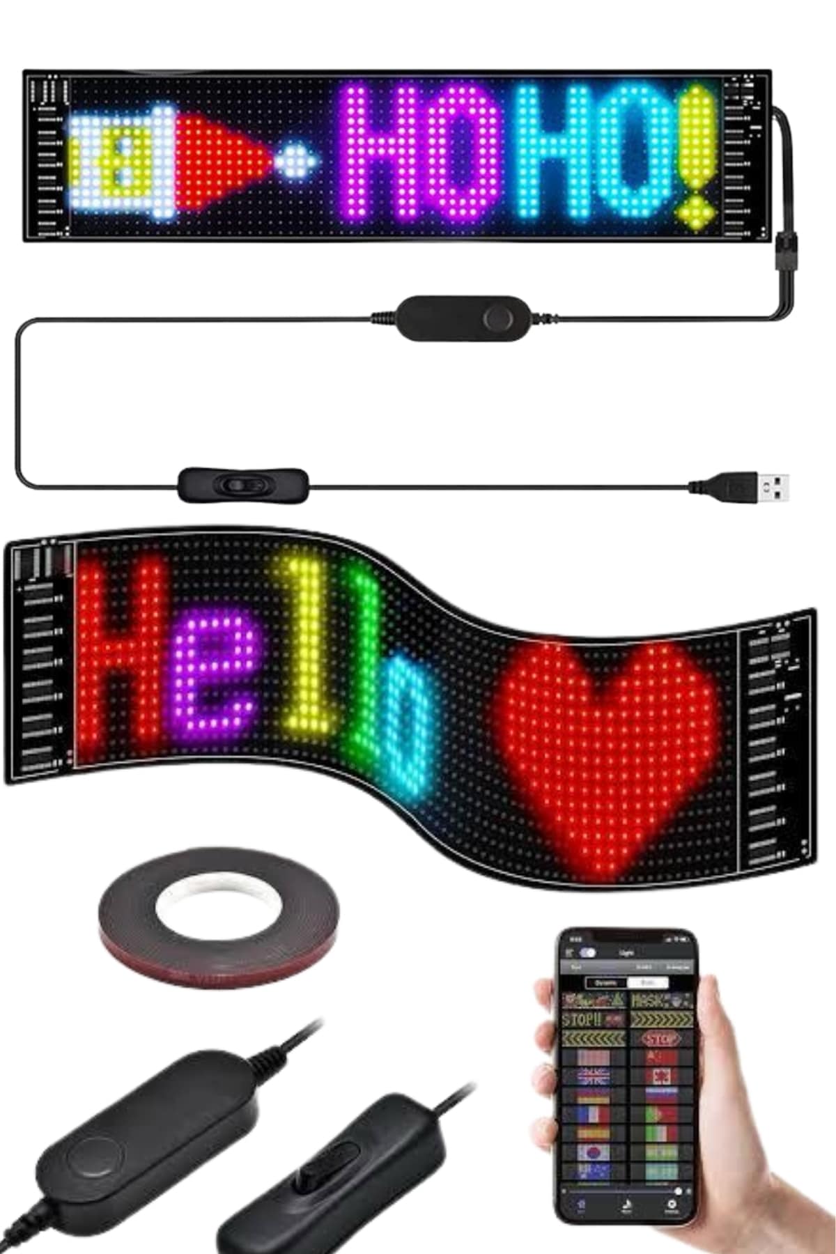 Matrix Led 16x192 Cama Yapışan Telefon Kontrollü Panel Dijital Ekran Kumandalı
