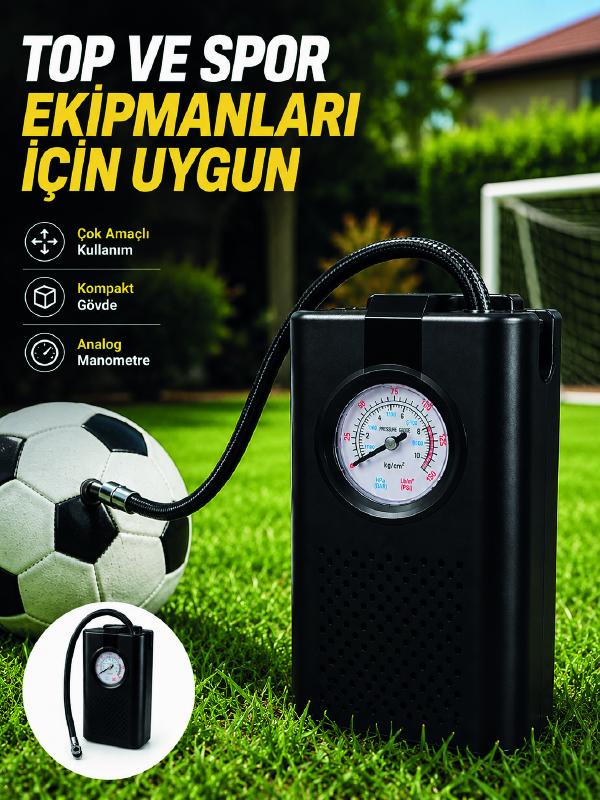 Çok Amaçlı Taşınabilir Hava Pompası Araç Bisiklet Top Lastik Şişirme Pompası