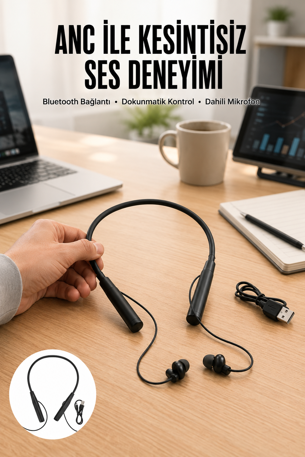 Yeni Nesil Bluetooth Kulaklık Kablolu Kulak İçi Dijital Göstergeli