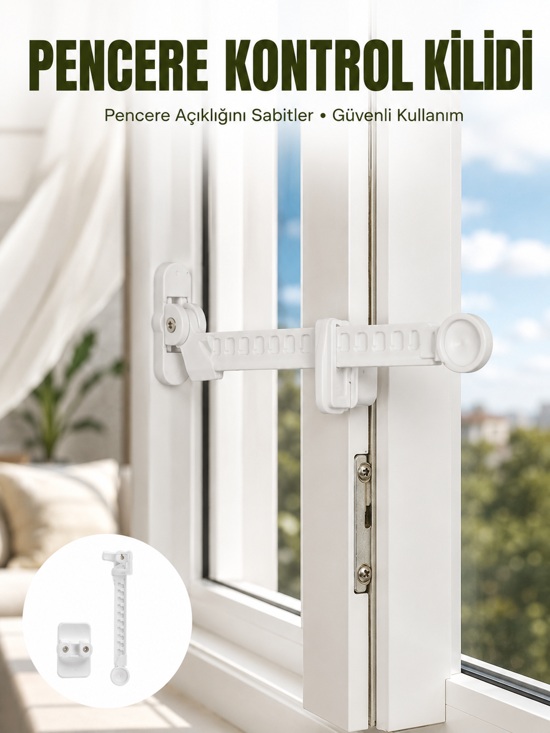 İçe Açılan Camlar İçin Emniyet Kilidi Seti 3’lü Yeni Nesil