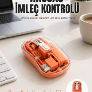 Bluetooth ve USB Destekli Kablosuz Şeffaf Mouse Sessiz Kullanım Yeni Nesil