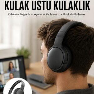 Kablosuz Bluetooth Kulaklık Kulak Üstü Ayarlanabilir Uzun Ömürlü Yeni Nesil