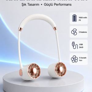5 Kanatlı Sessiz Mini Fan 3 Vitesli Katlanabilir Asılabilir