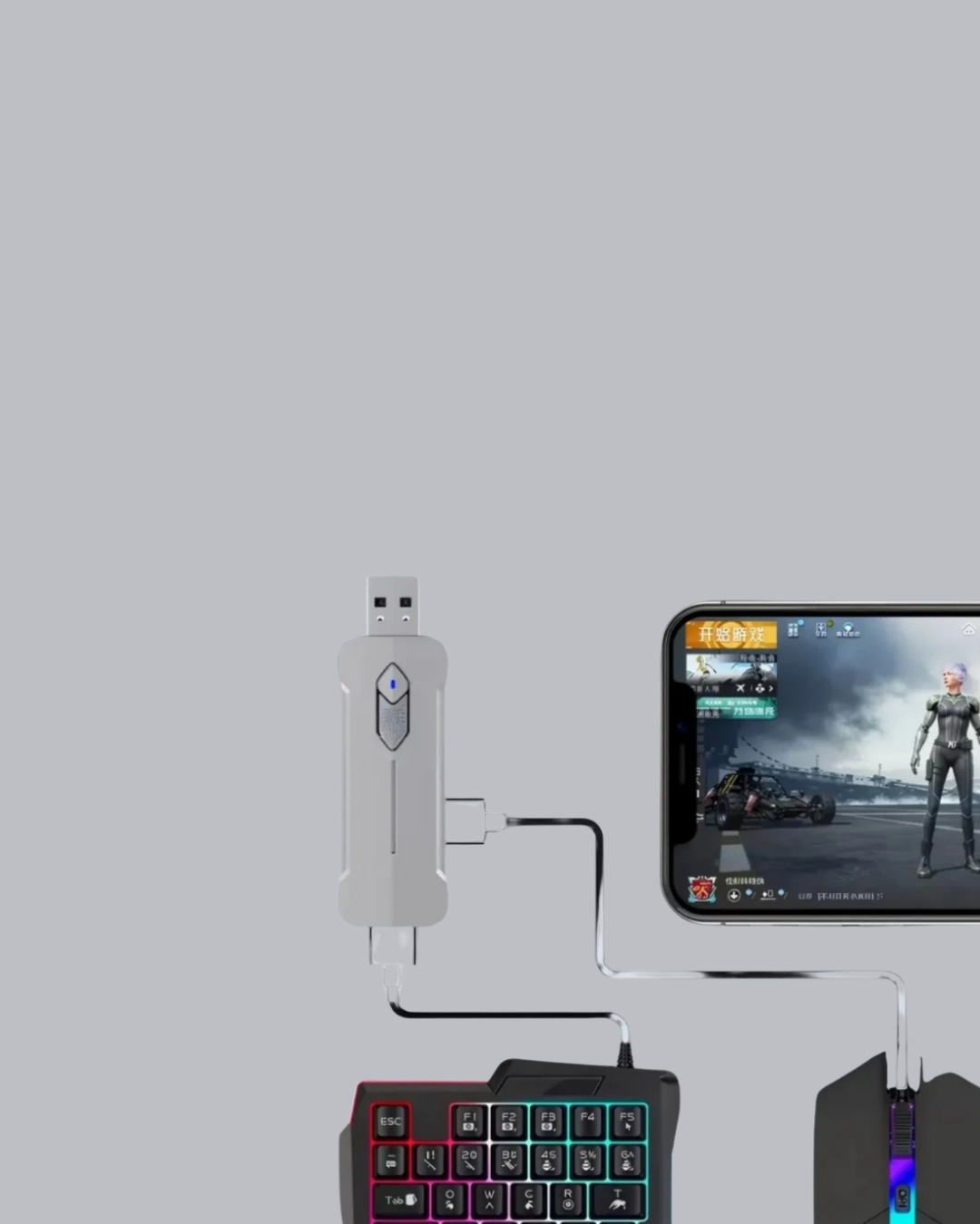 Android Uyumlu Mobil Oyun Kiti 5in1 Klavye Mouse Dönüştürücü Gecikmesiz FPS Set